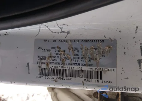 2010 Mazda Mazda3 S Grand Touring из США, поврежденный, VIN JM1BL1H64A1130566